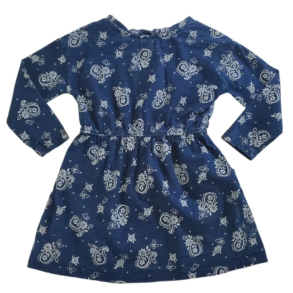 K1408 * Gymboree Girls Floral Paisley Print Dress Indigo Blue Size 3T